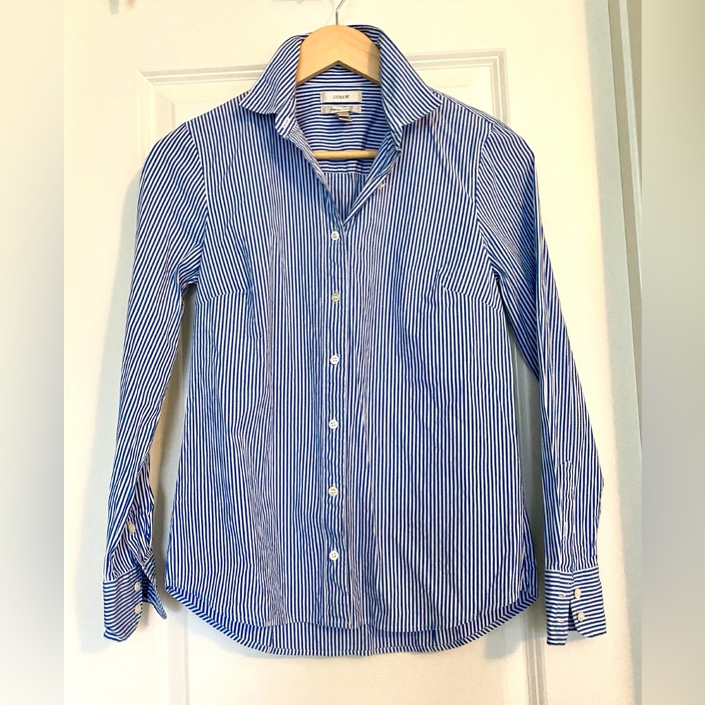 J. Crew Women's Blue Striped Button-Down Shirt